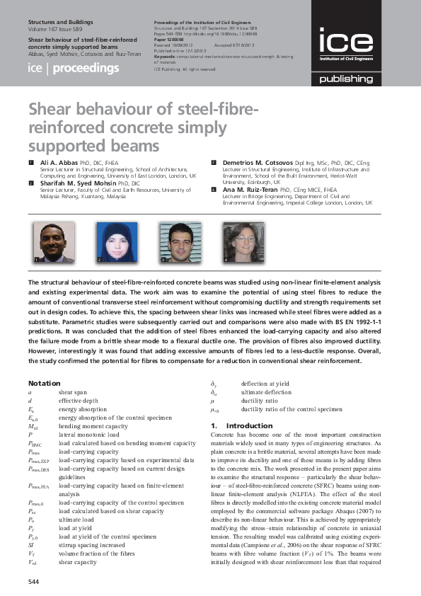(PDF) Shear behaviour of steel fibre reinforced concrete beams