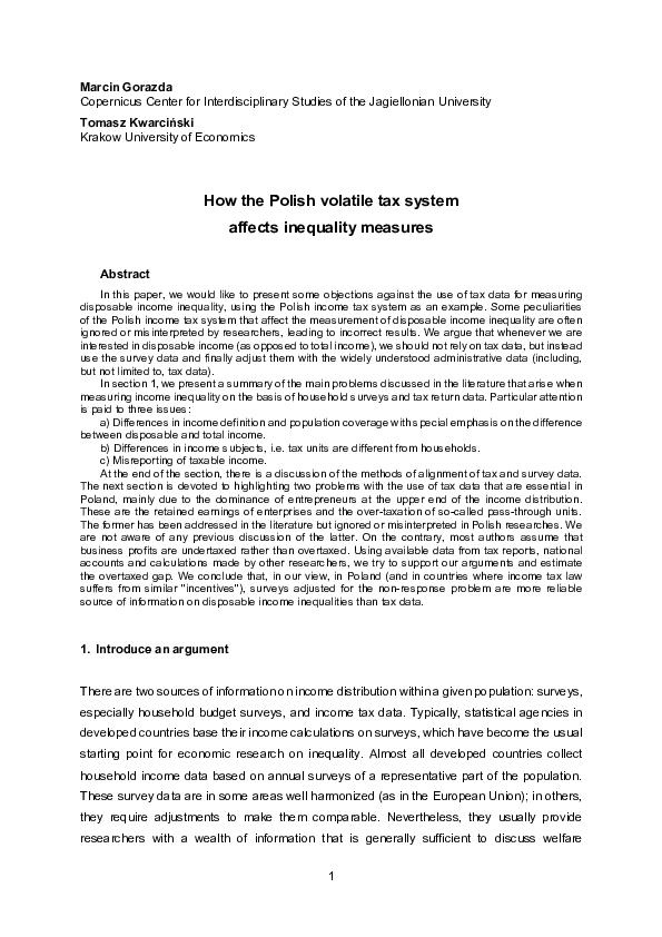 (PDF) How the Polish volatile tax system affects inequality measures