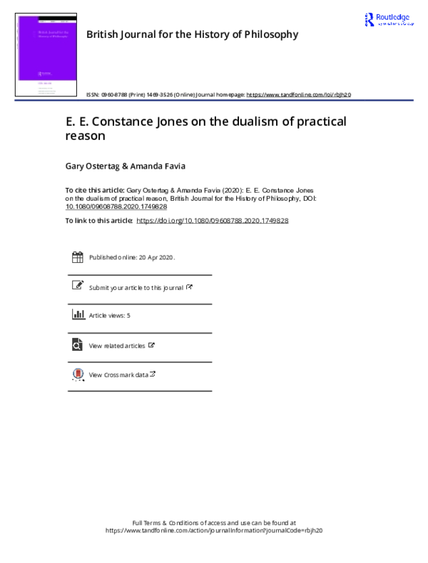 (PDF) E. E. Constance Jones on the dualism of practical reason