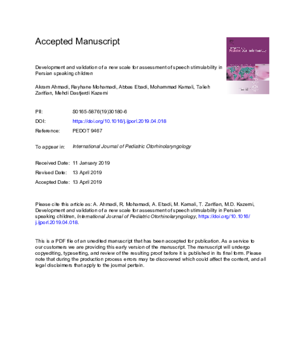 (PDF) Development and validation of a new scale for assessment of ...