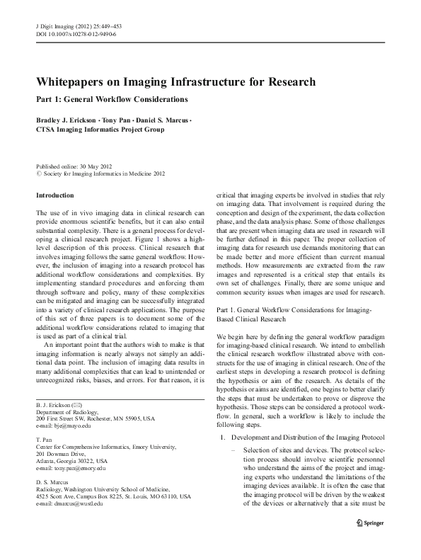 (PDF) Whitepapers on Imaging Infrastructure for Research