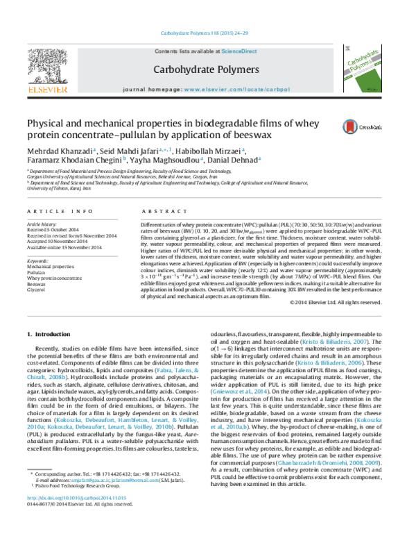 (PDF) Physical and mechanical properties in biodegradable films of whey ...