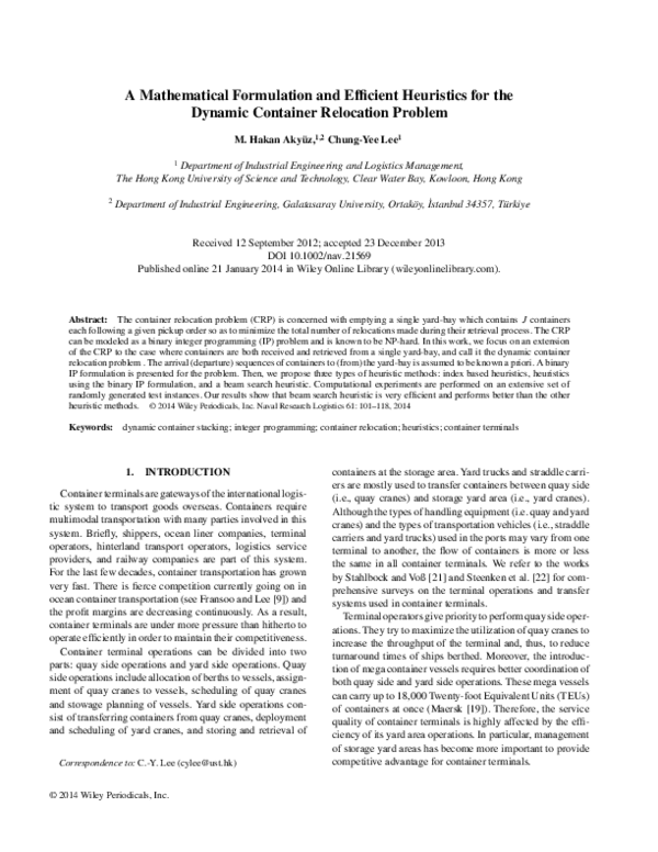 (PDF) A mathematical formulation and efficient heuristics for the ...