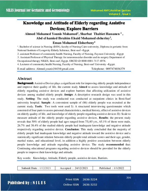 (PDF) Knowledge and attitude of elderly regarding assistive devices ...