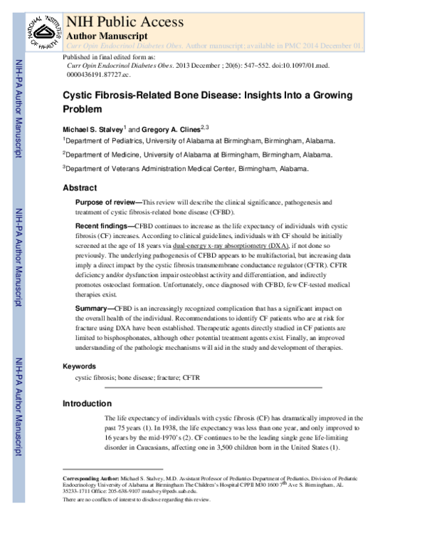 (PDF) Cystic fibrosis-related bone disease