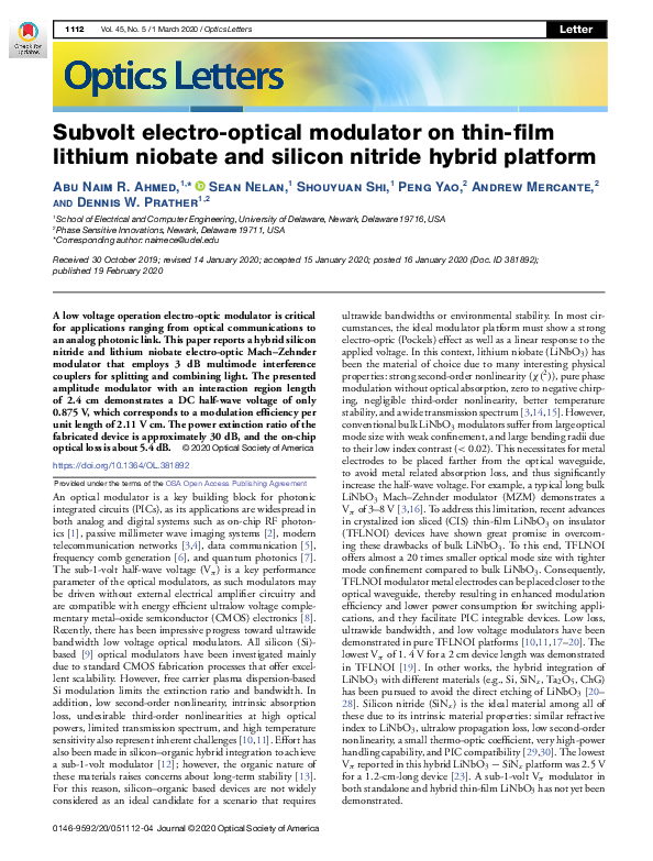 (PDF) Subvolt electro-optical modulator on thin-film lithium niobate ...