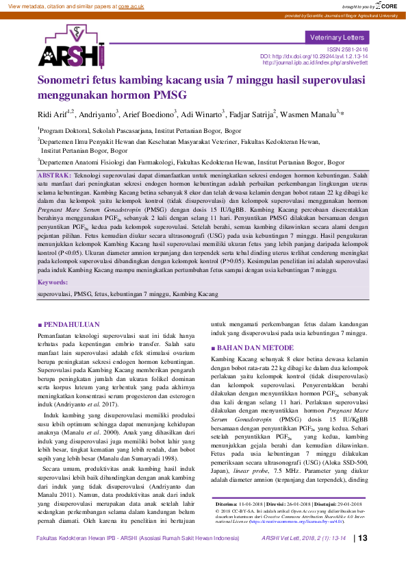 (PDF) Sonometri fetus kambing kacang usia 7 minggu hasil superovulasi ...