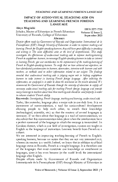 (PDF) IMPACT OF AUDIO-VISUAL TEACHING AIDS ON TEACHING AND LEARNING ...