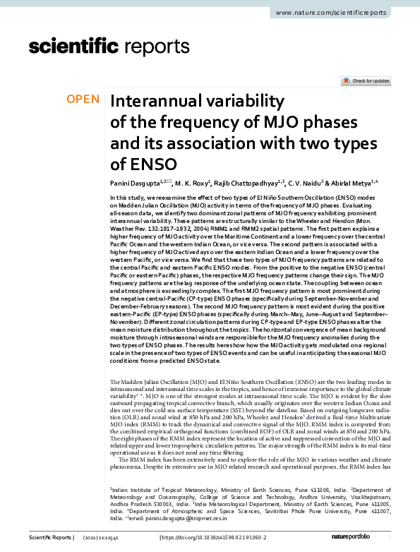 (PDF) Interannual variability of the frequency of MJO phases and its ...