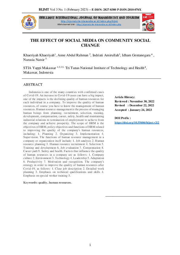 (PDF) The Effect of Social Media on Community Social Change