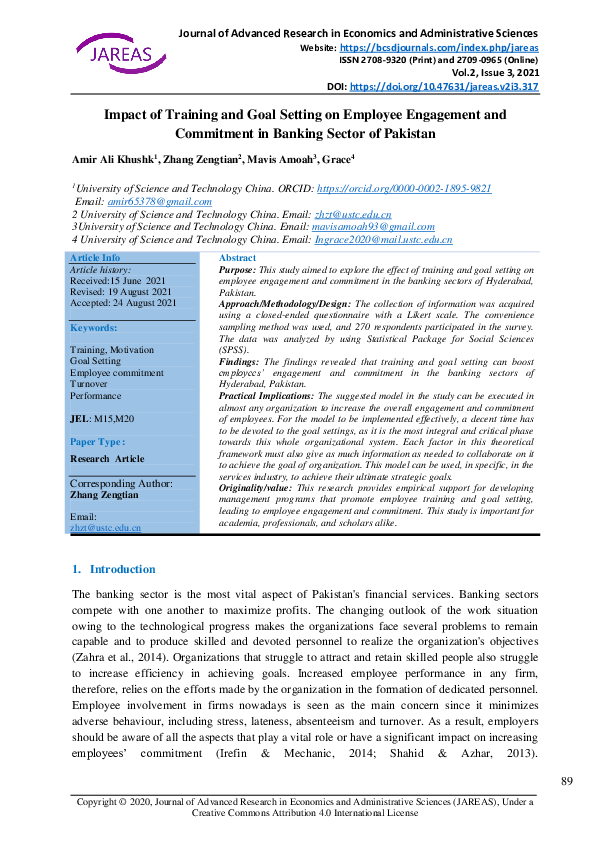 (PDF) Impact of Training and Goal Setting on Employee Engagement and ...