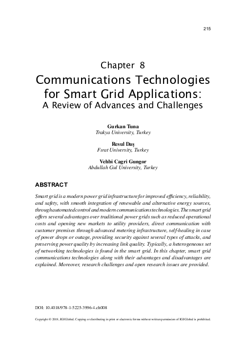 (PDF) Communications Technologies for Smart Grid Applications