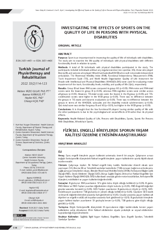 (PDF) Investigating the Effects of Sports on the Quality of Life in ...
