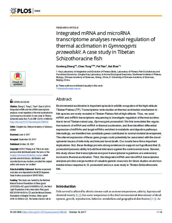 (PDF) Integrated mRNA and microRNA transcriptome analyses reveal ...