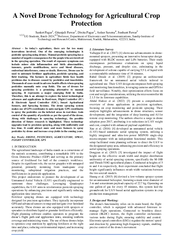 (PDF) A Novel Drone Technology for Agricultural Crop Protection