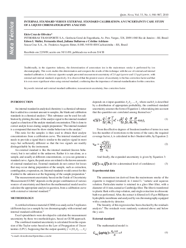 (PDF) Internal standard versus external standard calibration: an ...