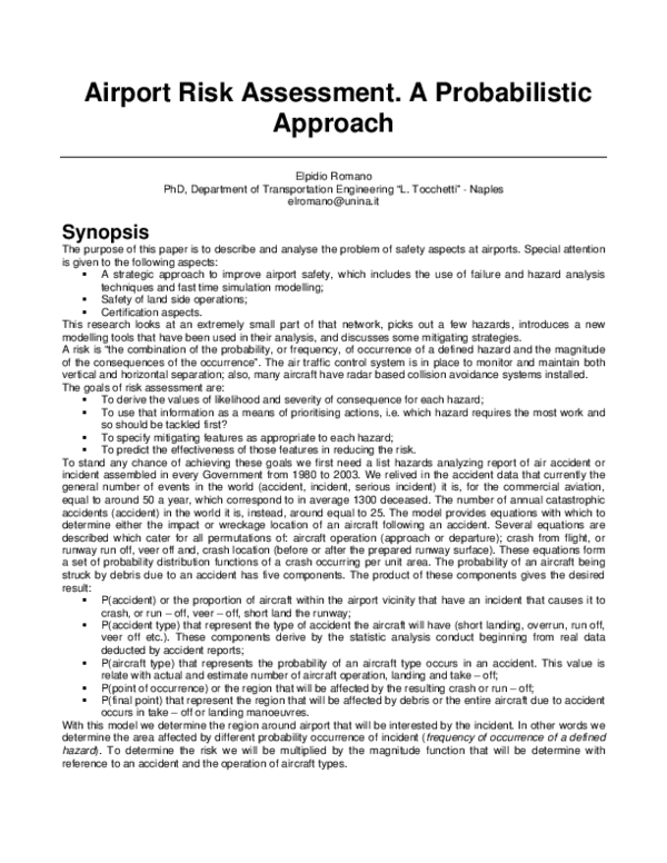 (PDF) Airport risk assessment: a probabilistic approach