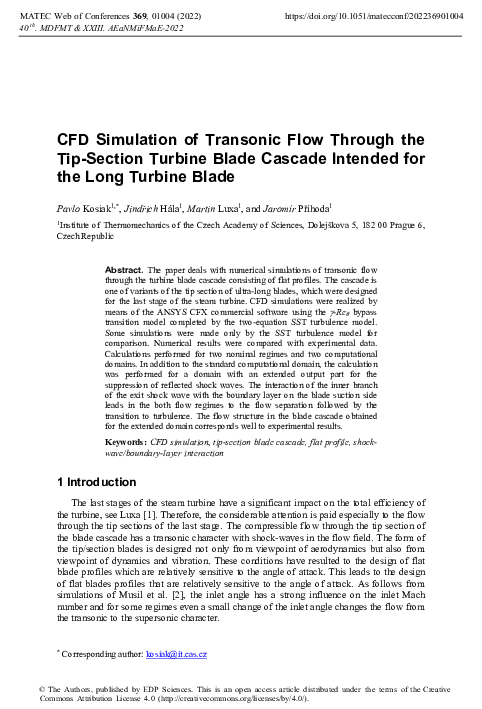 (PDF) CFD Simulation of Transonic Flow Through the Tip-Section Turbine ...