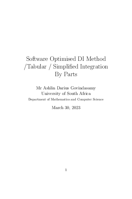 (PDF) Software Optimised DI Method /Tabular / Simplified Integration By ...
