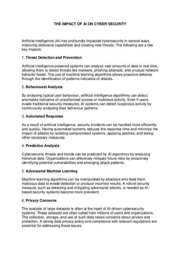 (PDF) THE IMPACT OF AI ON CYBER SECURITY Artificial intelligence (AI ...
