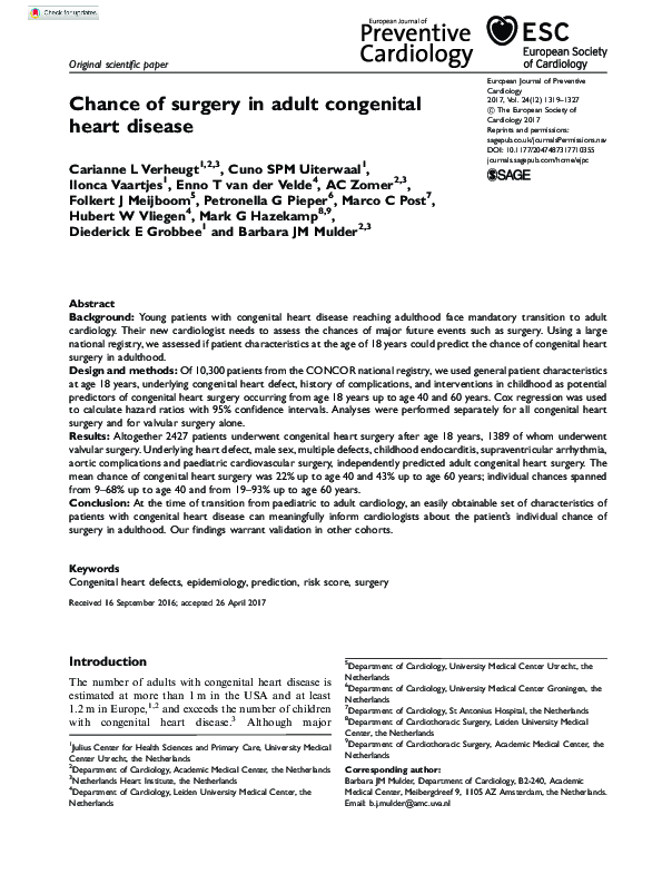 (PDF) Chance of surgery in adult congenital heart disease