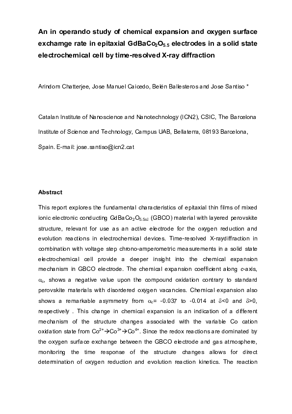 (PDF) An in operando study of chemical expansion and oxygen surface ...