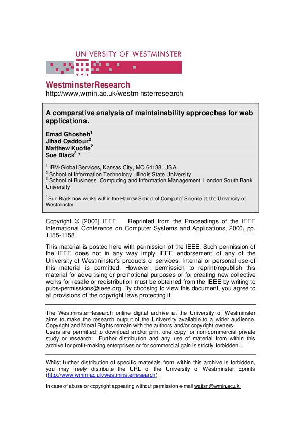 (PDF) A Comparative Analysis of Maintainability Approaches for Web ...