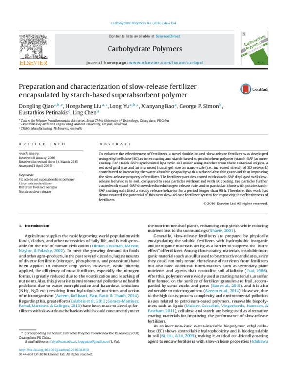 (PDF) Preparation and characterization of slow-release fertilizer ...