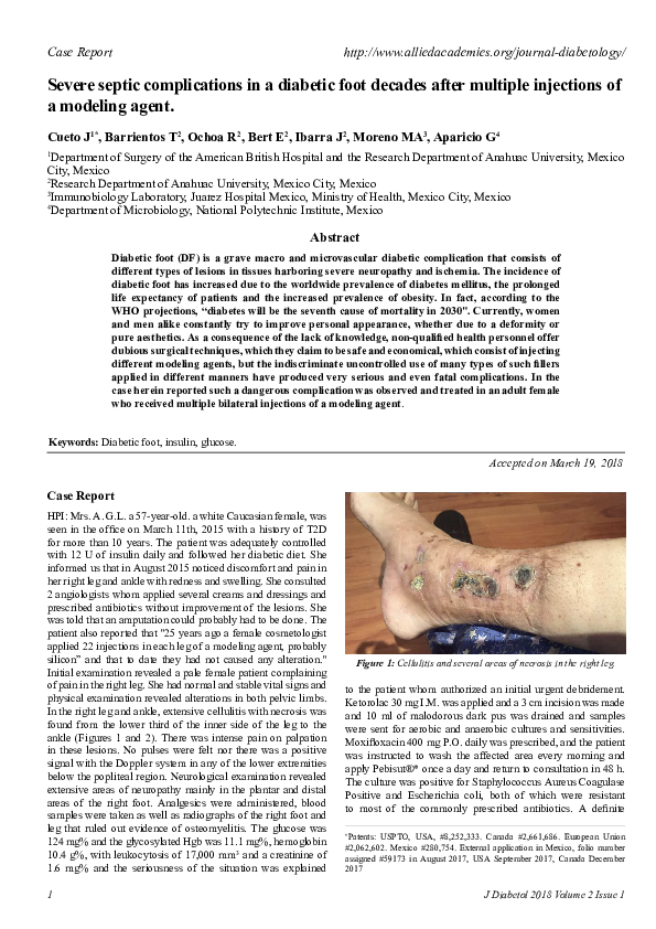 (PDF) Severe septic complications in a Diabetic Foot decades after ...