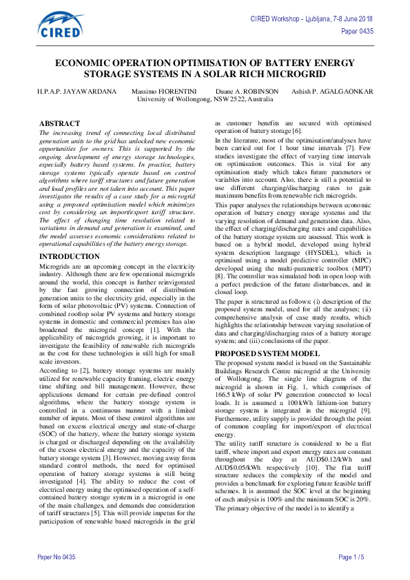 (PDF) Economic Operation Optimisation of Battery Energy Storage Systems ...