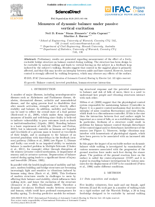 (PDF) Measures of dynamic balance under passive vertical excitation