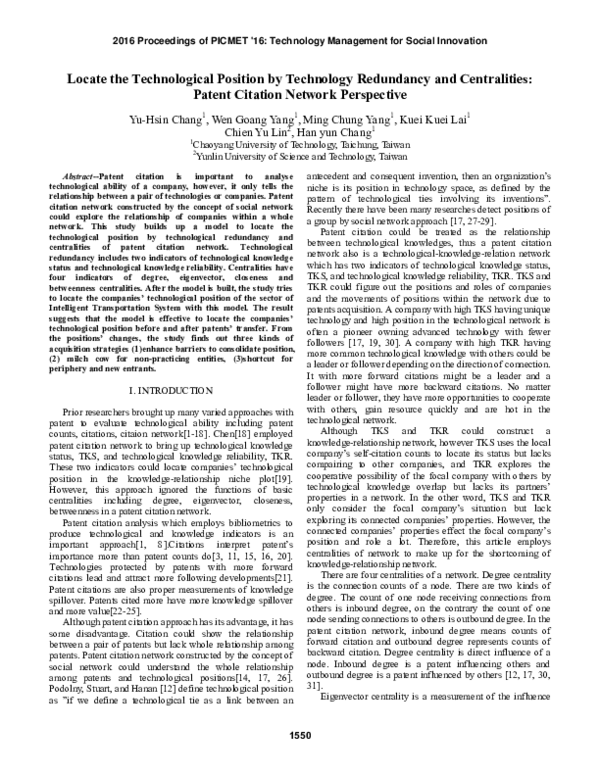 (PDF) Locate the technological position by technology redundancy and ...