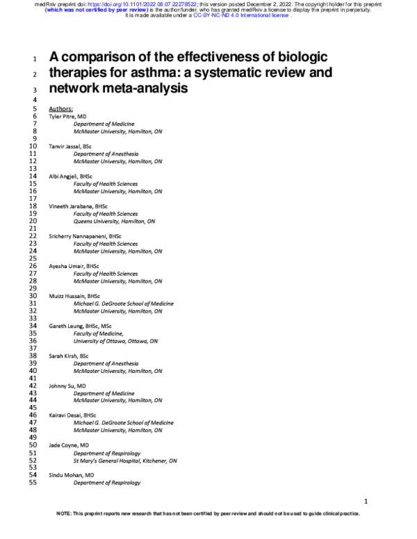 (PDF) The comparative effectiveness and safety of biologic therapies ...