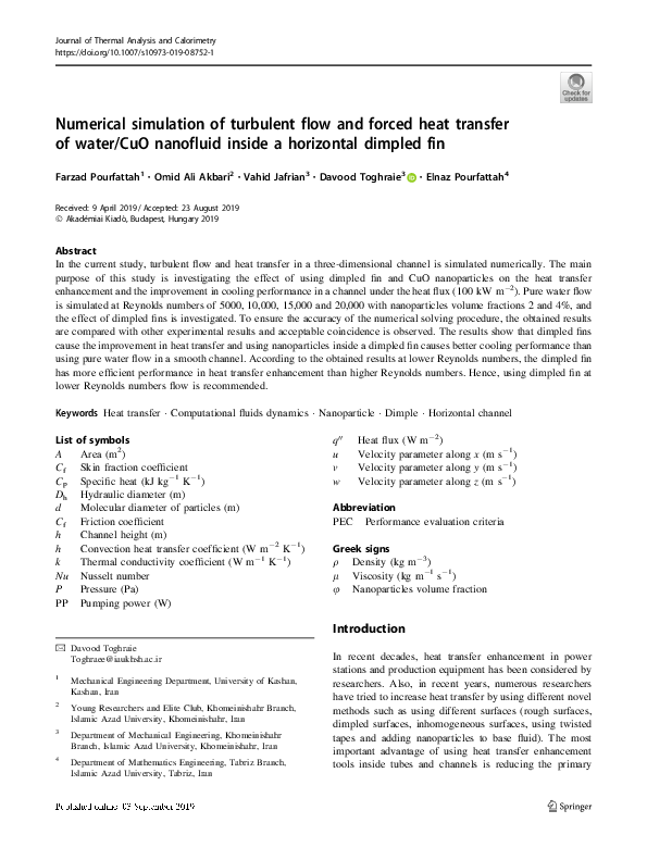 (PDF) Numerical simulation of turbulent flow and forced heat transfer ...