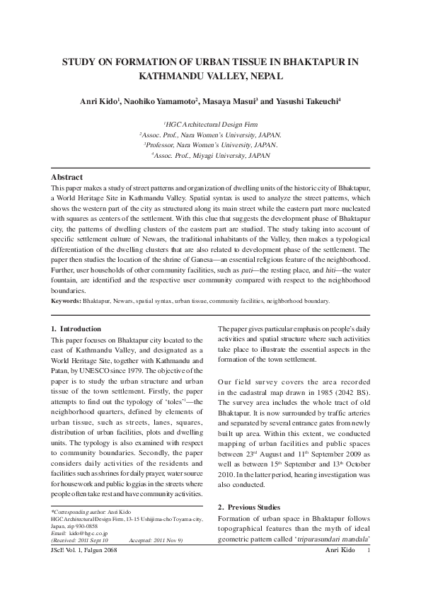 (PDF) Study on formation of urban tissue in Bhaktapur in Kathmandu ...
