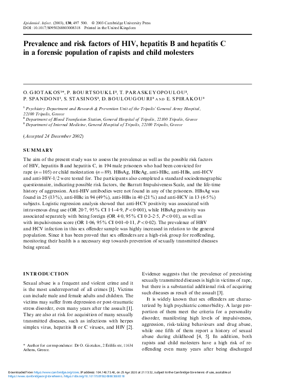 (PDF) Prevalence and risk factors of HIV, hepatitis B and hepatitis C ...