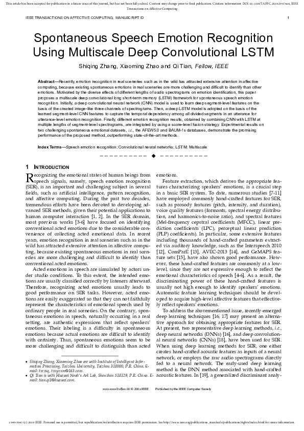 (PDF) Spontaneous Speech Emotion Recognition Using Multiscale Deep ...