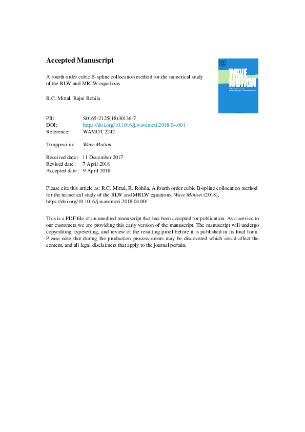 (PDF) A fourth order cubic B-spline collocation method for the ...