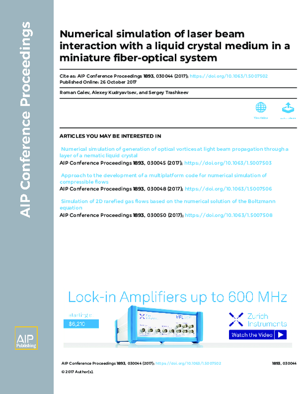 (PDF) Numerical simulation of laser beam interaction with a liquid ...
