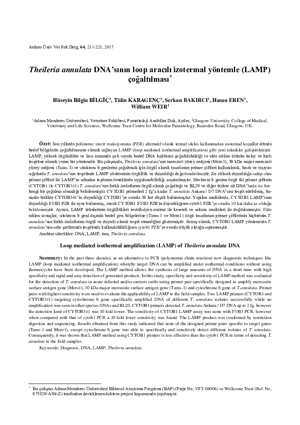 (PDF) Loop mediated isothermal amplification (LAMP) of Theileria ...