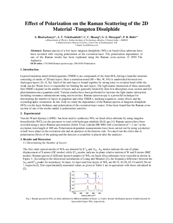 (PDF) Effect of Polarization on the Raman Scattering of the 2D Material ...