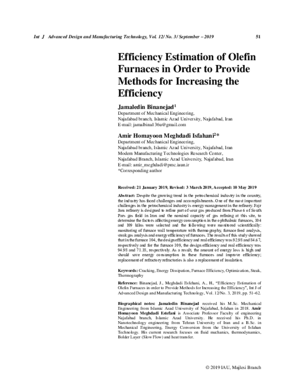 (PDF) Efficiency Estimation of Olefin Furnaces in Order to Provide ...