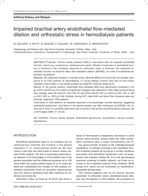 (PDF) Impaired Brachial Artery Endothelial Flow-Mediated Dilation and ...