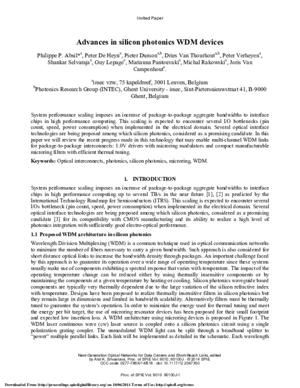 (PDF) Advances in silicon photonics WDM devices