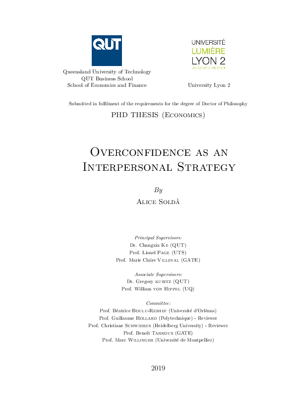 (PDF) Overconfidence as an interpersonal strategy