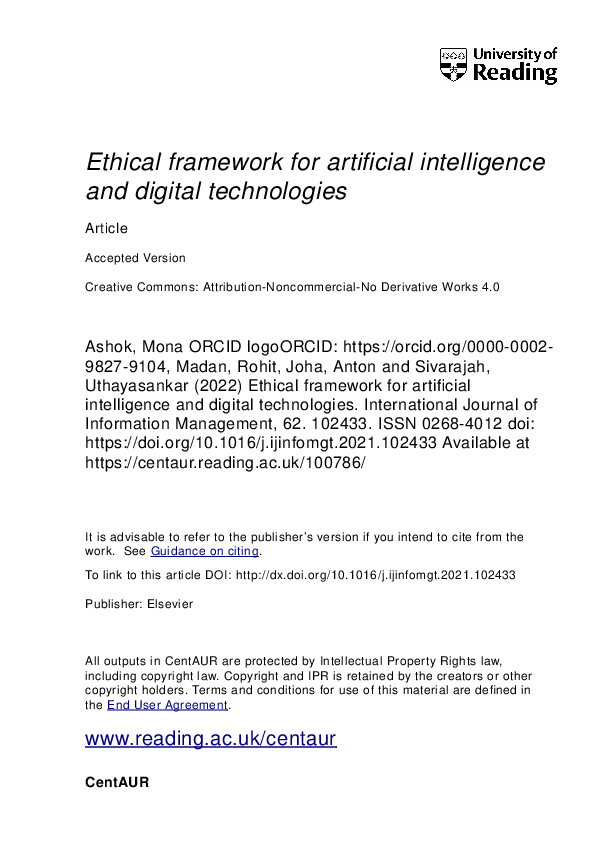 (PDF) Ethical framework for Artificial Intelligence and Digital ...
