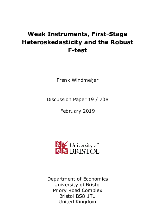 (PDF) Weak Instruments, First-Stage Heteroskedasticity and the Robust F ...