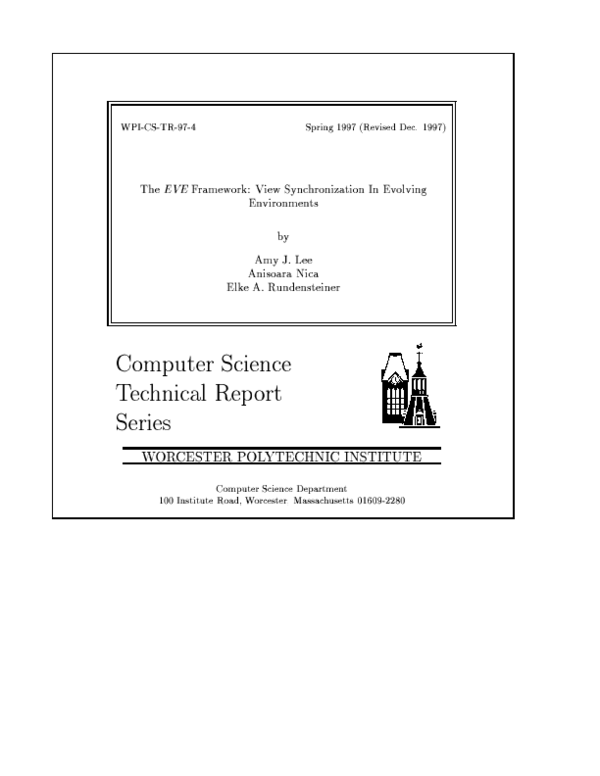 (PDF) The EVE Framework: View Synchronization in Evolving Environments