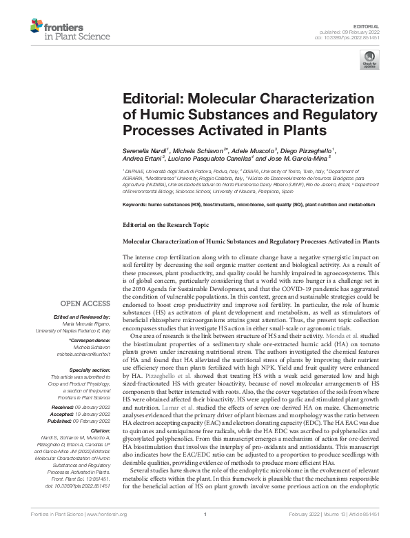 (PDF) Editorial: Molecular Characterization of Humic Substances and ...