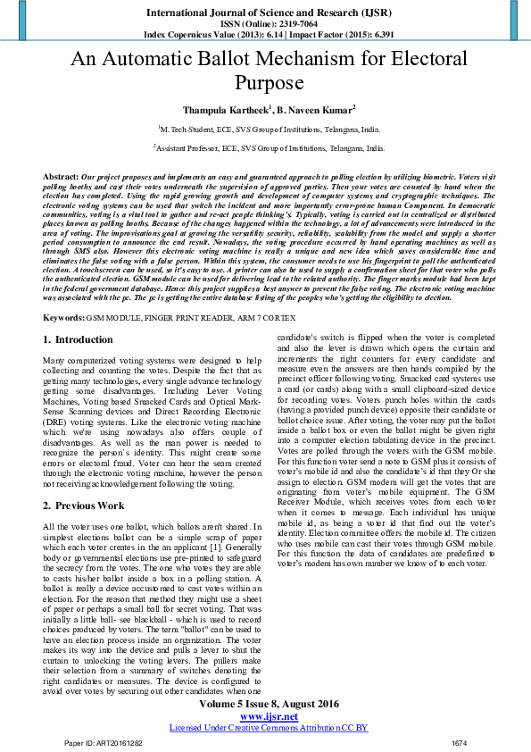(PDF) An Automatic Ballot Mechanism for Electoral Purpose